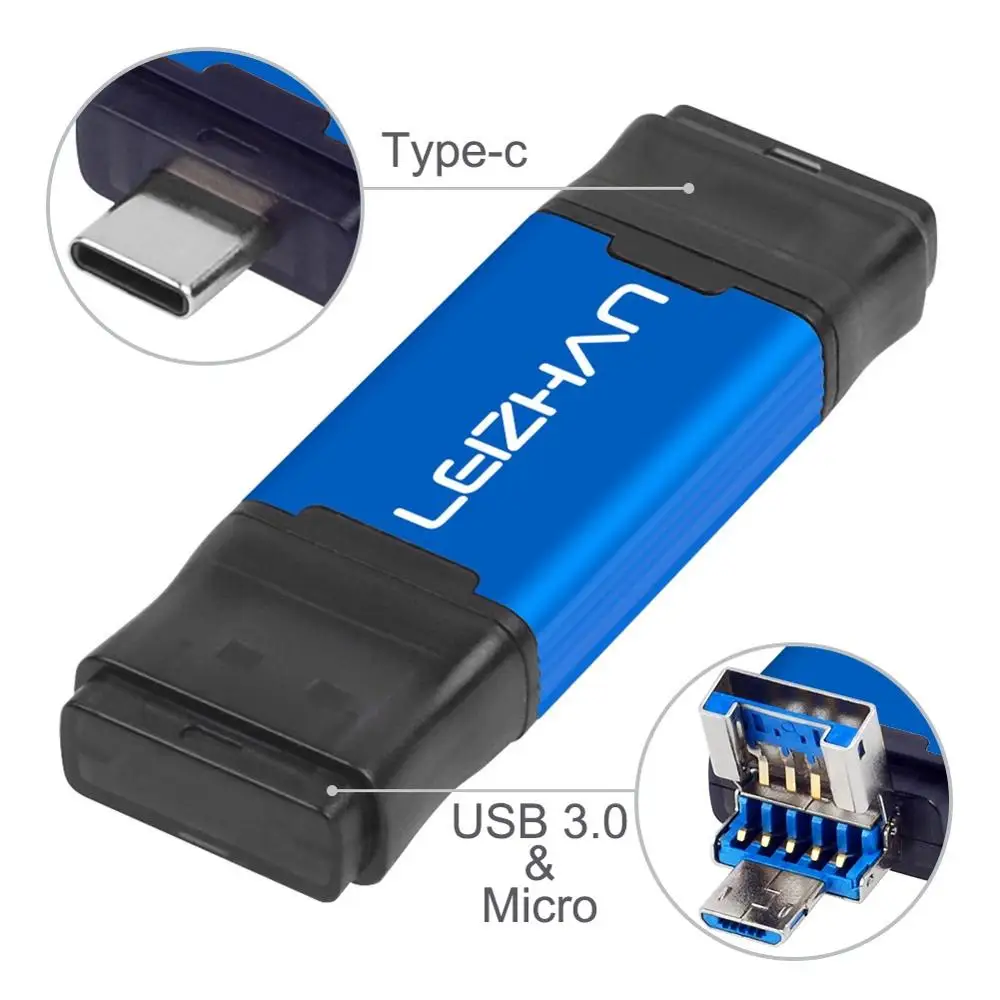 Флэш накопитель LEIZHAN USB 3 0 OTG флэш Android для Huawei P30 Samsung S10 S9 S8 S7 S6 S5 Type c накопитель|USB
