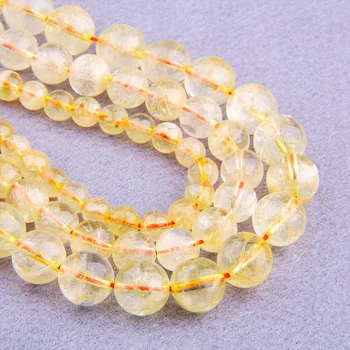 

Natural Polished Citrines Stone Spacer Loose Beads 4 6 8 10 12mm Round Gem Stone DIY For Bracelet Jewelry Making yellow crystal