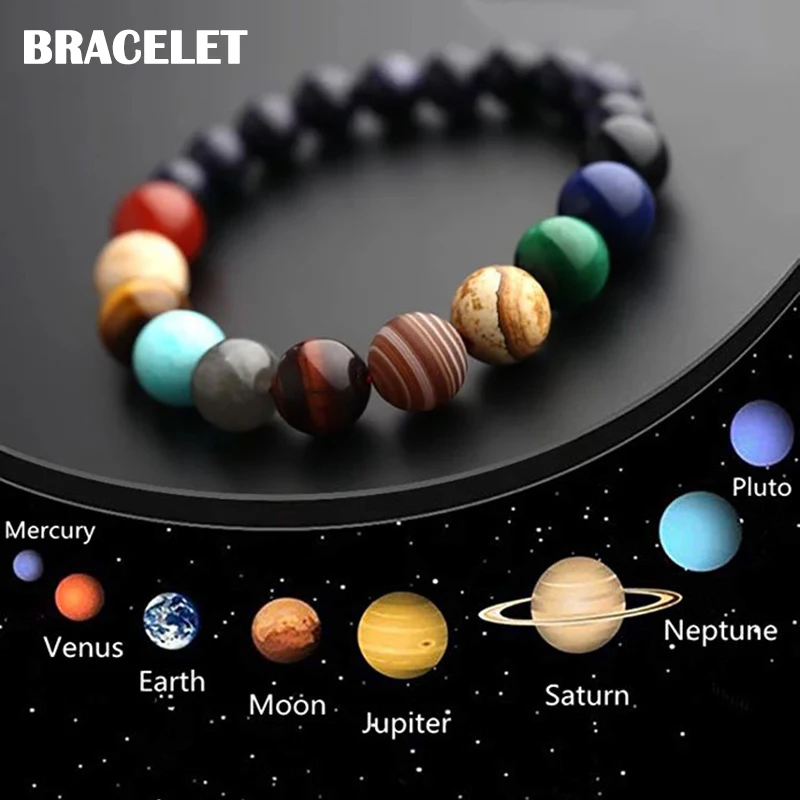 Восемь планет браслет из бисера Вселенная Йога браслет с чакрами ювелирные изделия подарок для мужчин женщин KS