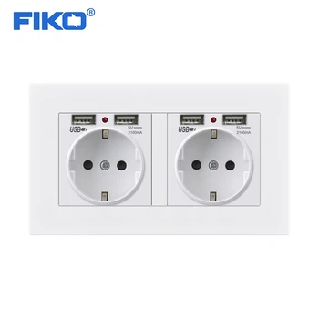 

FIKO Wall 16A EU Multi Way Power Socket Plug Grounded Electrical Socket with usb outlet strip 146*86 pc panel family hotel