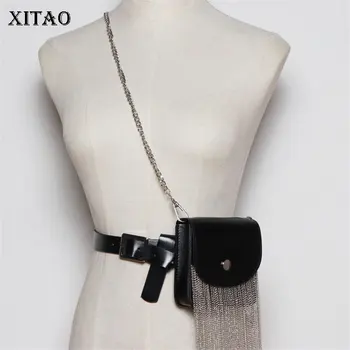

XITAO New Personalized Concave Shape Long Tassel Pendant Removable Belt Chain Diagonal Span Cummerbunds 2020 Summer GCC3843