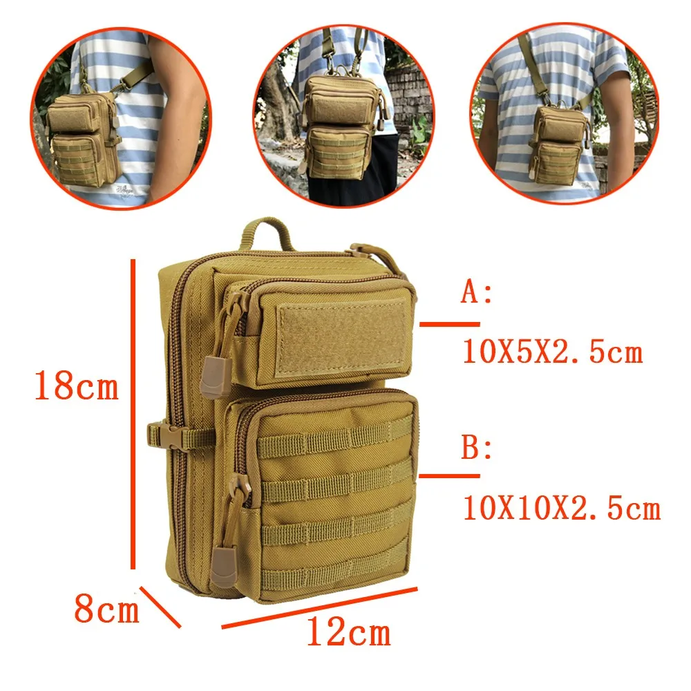AIRSOFTPEAK Tactical Shoulder Bag 600D Nylon Military Molle Pouch EDC Utility Accessory Pack Backpack Hunting Fanny Pack Combat