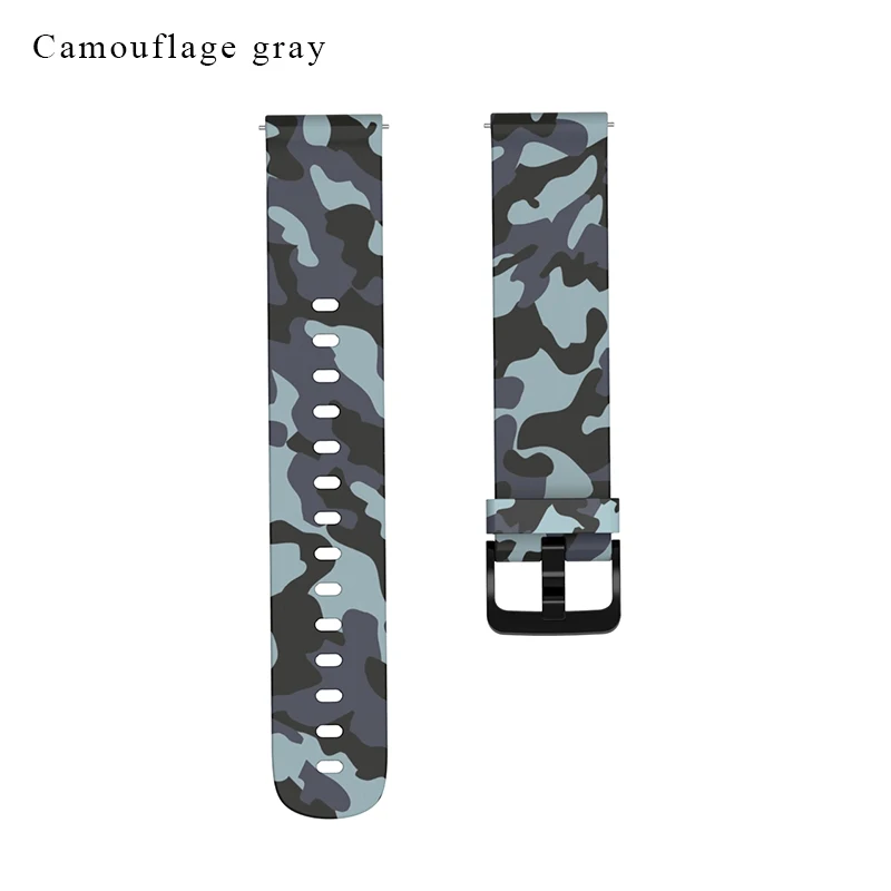 Camouflage gray BOORUI 20 мм Amazfit Bip различные принты Мягкий Силиконовый ремешок для Xiaomi Huami Amazfit ремешок Bip correa Amazfit Bip ремешок для часов - Цвет: Camouflage gray