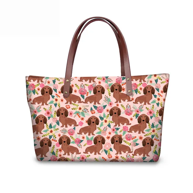 FORUDESIGNS/женские сумки с принтом таксы и собаки, сумки с верхней ручкой, роскошные сумки, женские сумки, дизайнерские женские пляжные сумки - Цвет: ZJZ097AL