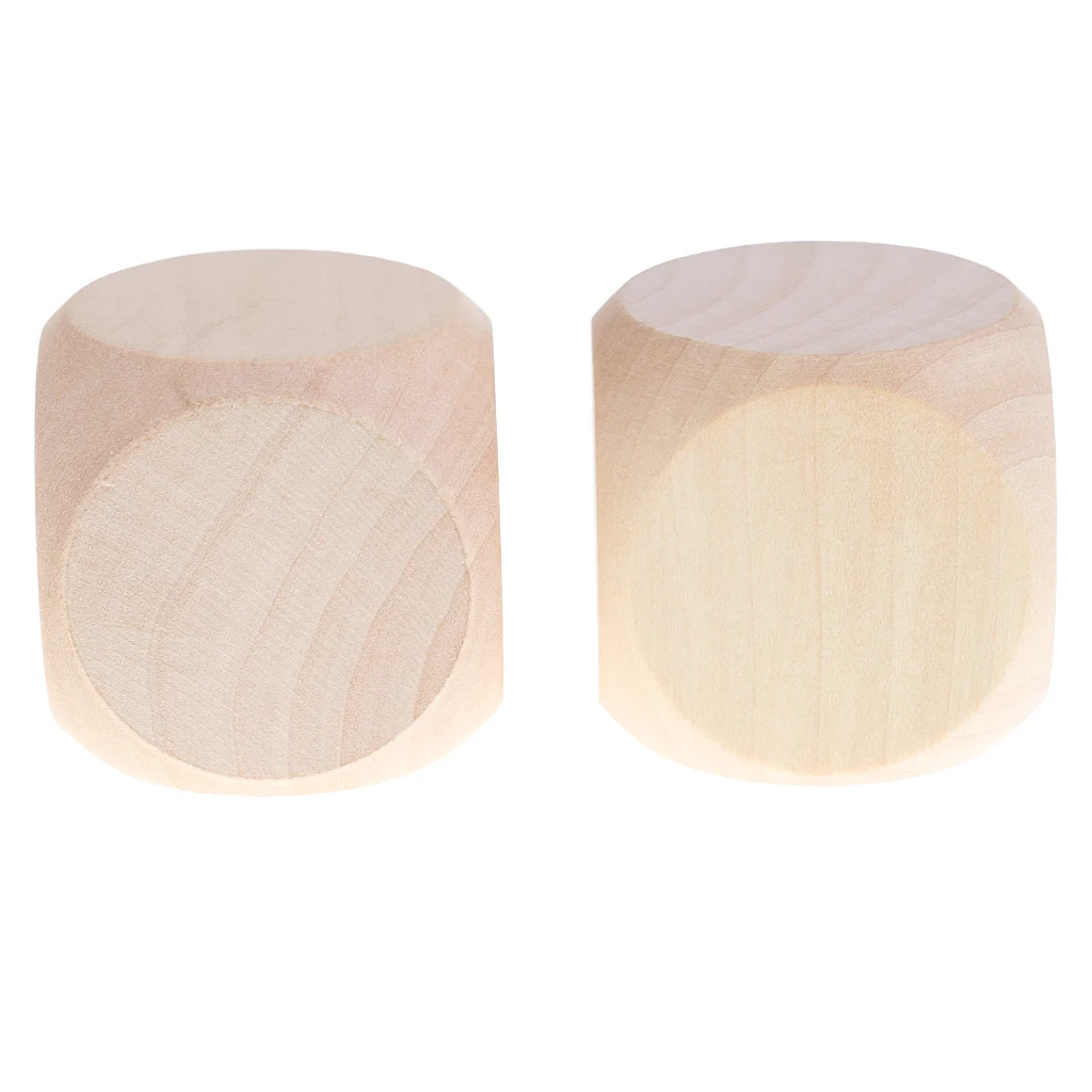 10 Pieces Wooden Blank Six Sided Dices For D&D MTG Board Games Props 1.96''