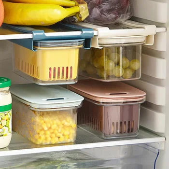 

Refrigerator Storage Box Drawer Type Crisper Fruit Vegetable Box Food Grade Sealed Drain Kitchen Fresh-Keeping Storage Box