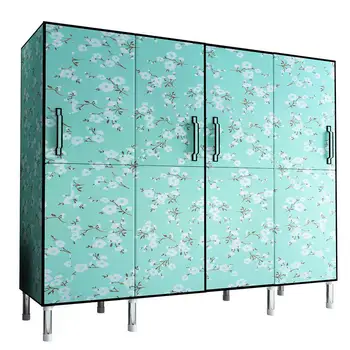 

Folding door cloth wardrobe steel tube thickened thick simple wardrobe storage cabinet imitation wood frame cloth wardrobe