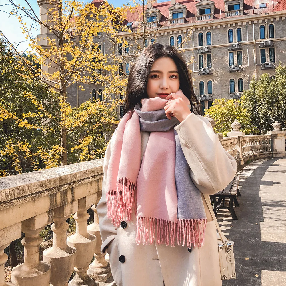 

2019 Women Solid Cashmere Scarves with Tassel Autumn New Soft Warm Lady Girls Wraps Thin Long Scarf Female Shawl Women Scarf
