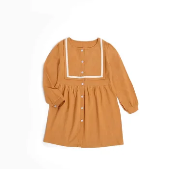 

Long Sleeve Children's Dress Cotton Casual Girls Round Neck Dress Spring Autumn