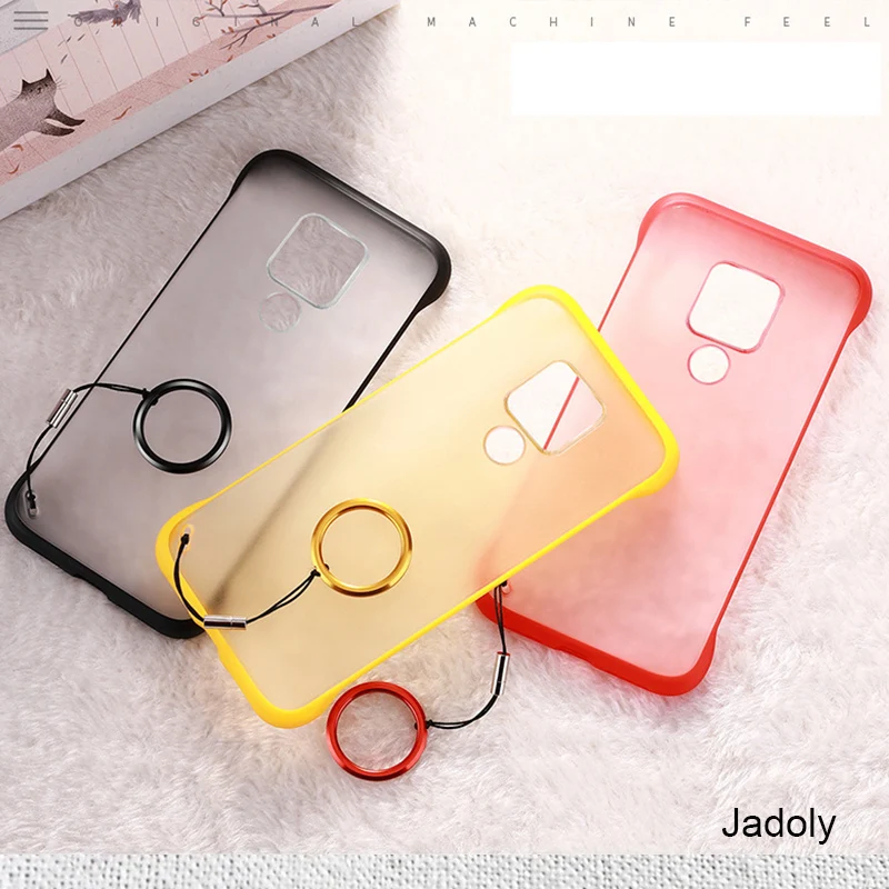 Frameless Transparent Matte Hard Phone Case For Huawei Mate 20 Pro Case Mate 20 Pro Back Cover With Finger Ring Lanyard