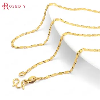 

(37931)2PCS 45CM 24K Gold Color Copper with M Shape Clasps Finished Necklace Chains Jewelry Making Supplies Diy Accessories