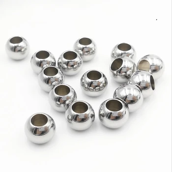 스테인리스 스틸 팔찌, 큰 구멍 비즈, DIY 수공예 액세서리, 보석 제작용 느슨한 스페이서 비즈, 50 개