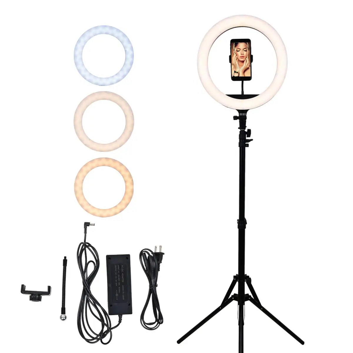 

14in 3200~5500K Infinite Selfie LED Ring Light with Tripod Stand & Cell Phone Holder for Live Stream/Makeup ring light flash