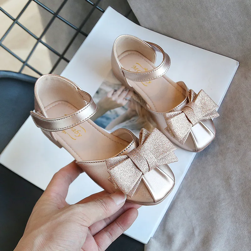 

2020 New Fashion Children Shoes Girls Sandals Anti-slip Princess Shoes PU Leather Summer Cute Bow Kids Shoes