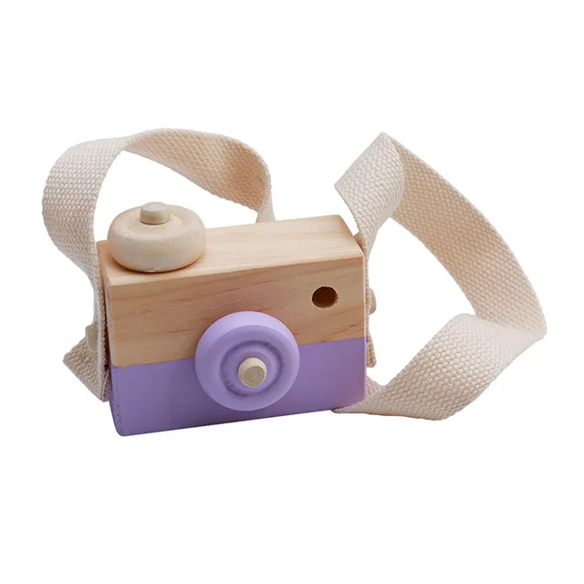 purple Новые детские деревянные камеры игрушки Висячие камеры фотографии украшения детские развивающие игрушки на день рождения рождественские подарки - Цвет: purple