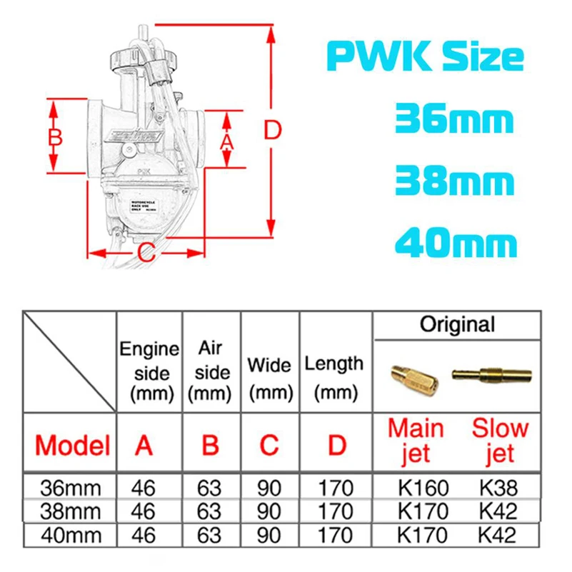 34, 36, 38, 40, 42 мм мотоцикл PWK карбюратор для KEIHI воздушный фиксатор Quad Vent Carb б/у 2/4T двигателя скутер Кафе Рейсер