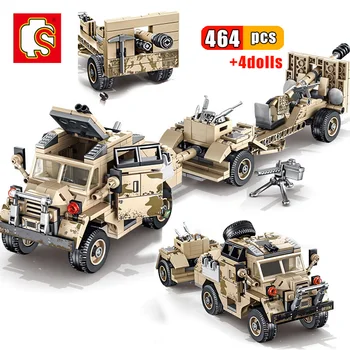 

SEMBO 464pcs Military Weapon Tractor Model Building Blocks Army Truck soldier Figure Educational DIY Bricks Toy set for Children