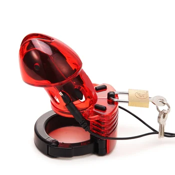 DIY Electric shock male electro plastic Chastity Device cage penis ring ball bondage remote control