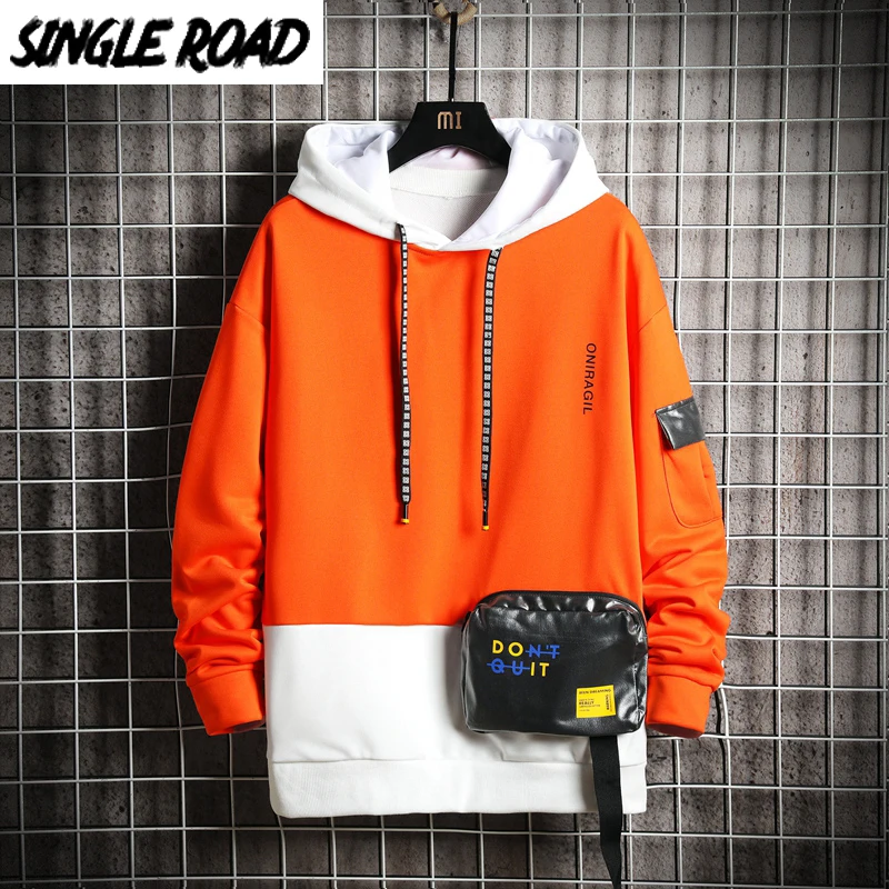 

SingleRoad Men's Hoodies Men Spring Patchwork Sweatshirt Japanese Streetwear Harajuku Hip Hop Sweatshirts Male Yellow Hoodie Men