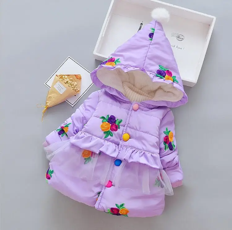 

2019Baby child female baby cotton plus velvet jacket fashion cotton clothing cotton rabbit thick warm girl winter coat12M-4T