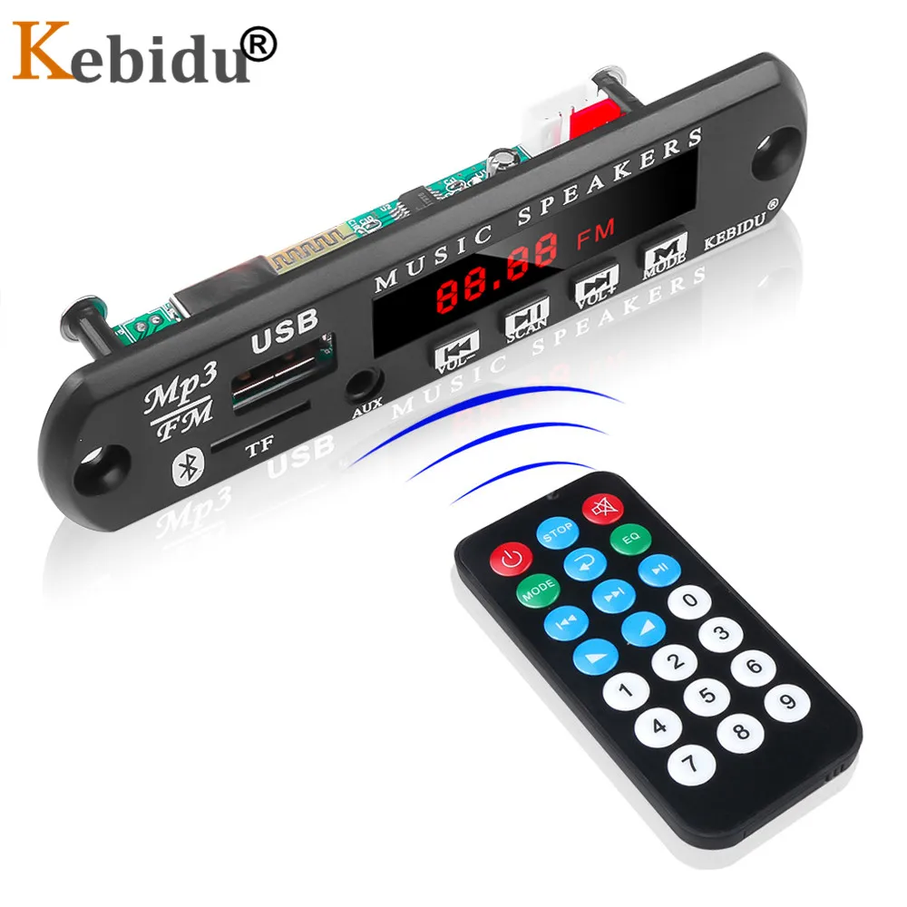 

KEBIDU Wireless Bluetooth 5V 12V Decoder Board Audio Module With USB SD(TF) AUX FM Radio MP3 WMA remote For Car DIY