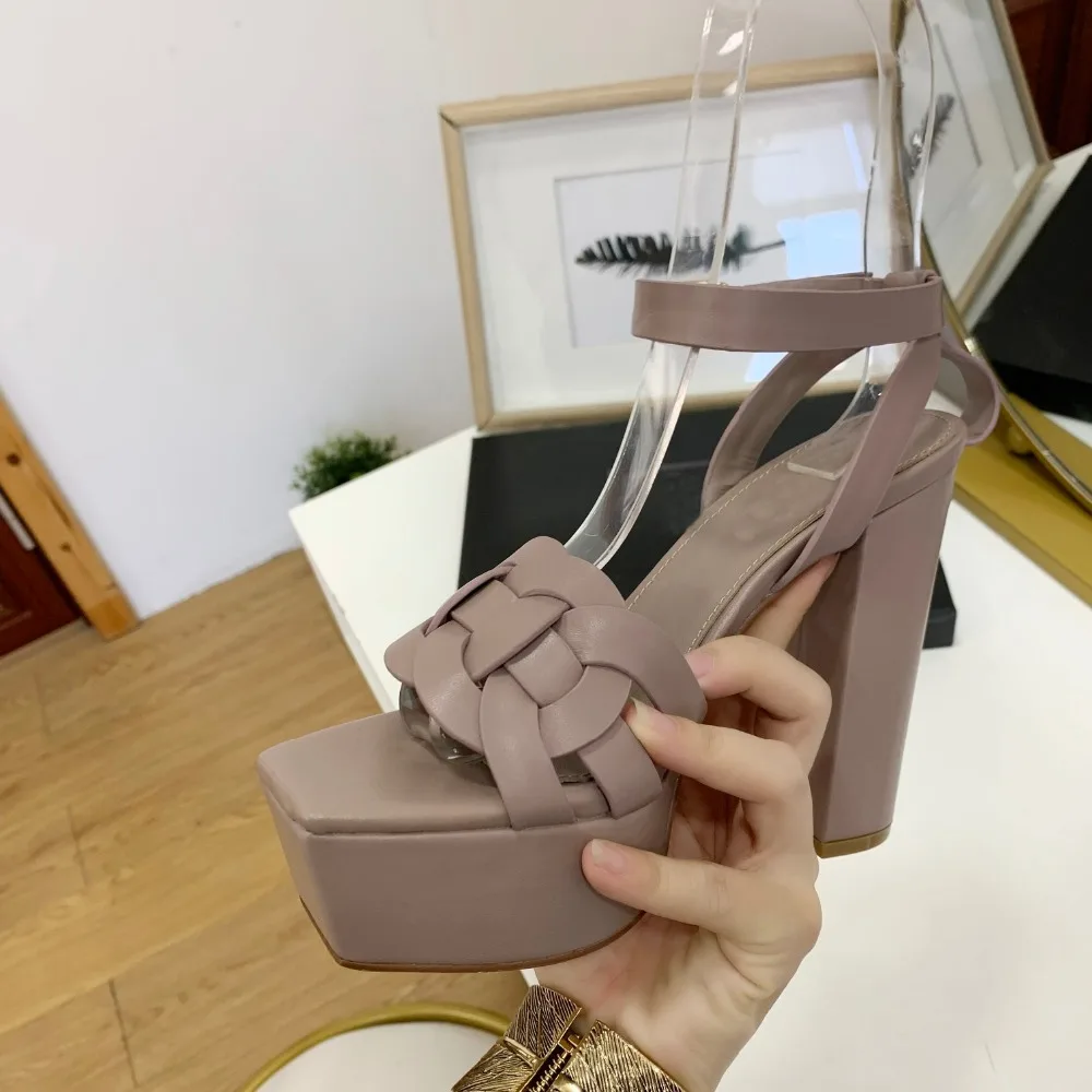 

Sexy High Heel Luxury Sandals Platform Summer Shoes Slingback Genuine Leather Custom Gladiator Sandals Women Top Quality 2021