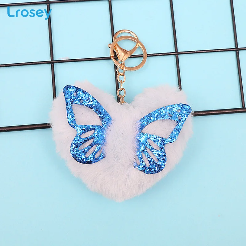 Blue wing butterfly Скандинавский брелок с пайетками и крабом, украшение для детской комнаты, рождественские украшения для дома, аксессуары, плюшевая сова, красочная сумка с единорогом - Цвет: Blue wing butterfly