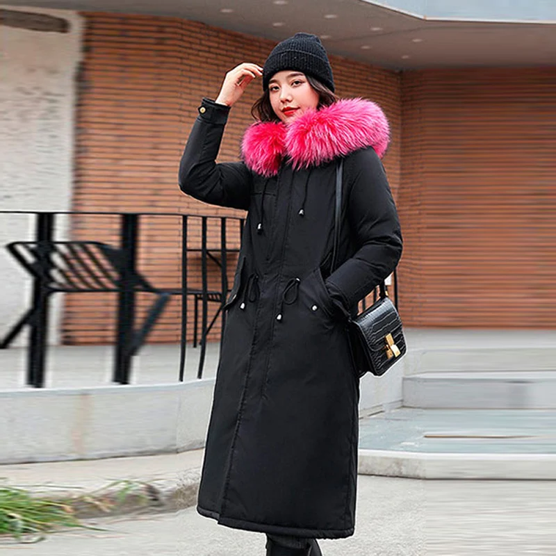Зимние женские куртки, пальто из плотного флиса, двойные теплые свободные хлопковые куртки размера плюс, длинная парка, пальто с искусственным мехом, пальто с капюшоном