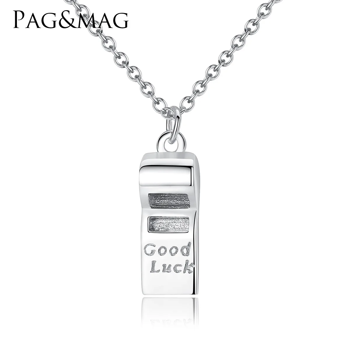 PAG&MAG S925 Sterling Silver Necklace Lockbone Chain Creative Lucky Whistle pendant