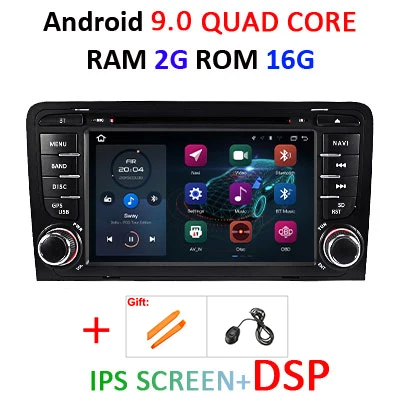 Ips экран 64G Android 9,0 2 din Автомобильный мультимедийный плеер для Audi A3 S3 gps Радио Стерео навигация аудио магнитофон BT 4,0 USB - Цвет: 9.0 2G 16G IPS DSP