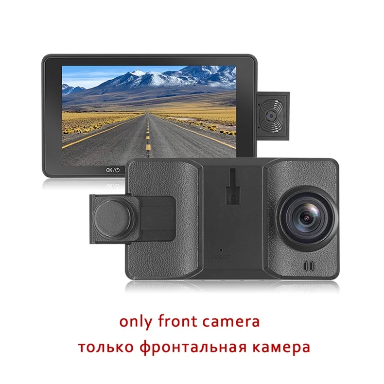 No Rear Camera Автомобильный видеорегистратор 3 камеры объектив 4,0 дюймов двойной объектив экран с заднего вида видеорегистратор авто видеорегистратор регистратор Dvrs - Название цвета: No Rear Camera