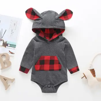 

Baby Girl Winter Clothing 2019 Newborn Infant Baby Boys Girls Long Sleeve Plaid Hooded Romper Jumpsuit Recem Nascido A2