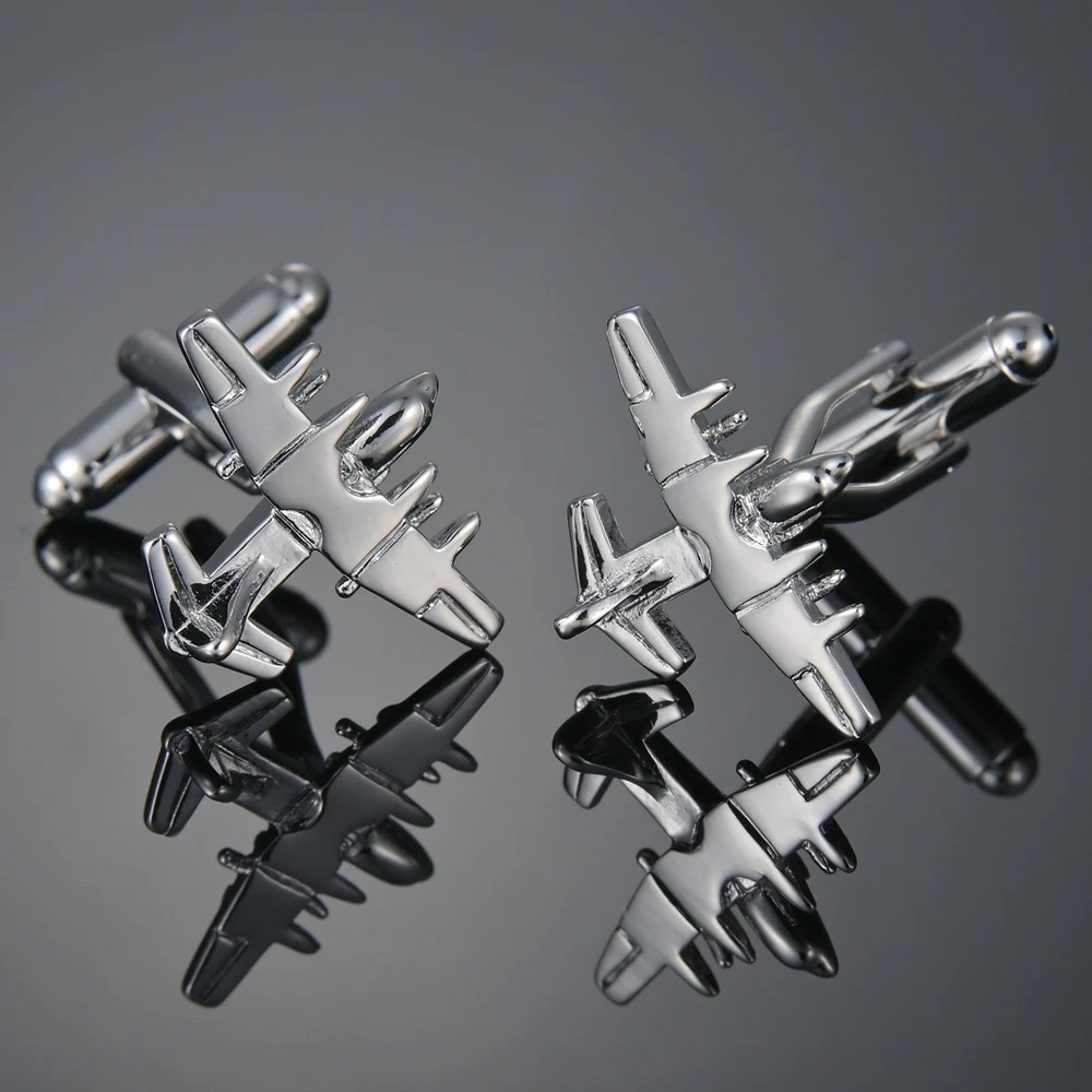 

Noverty Airplane Shape Pilot Silver Color Cuff Links Business High Quality Cufflinks Tie Clasp Men Suit Shirt Wedding