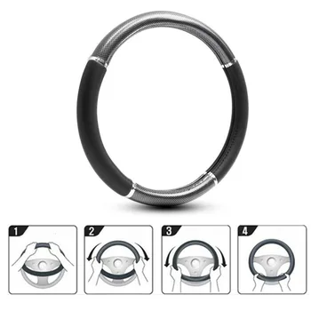 

Auto Steering Wheel Cover Interior Carbon Fiber 38cm Replacement Parts