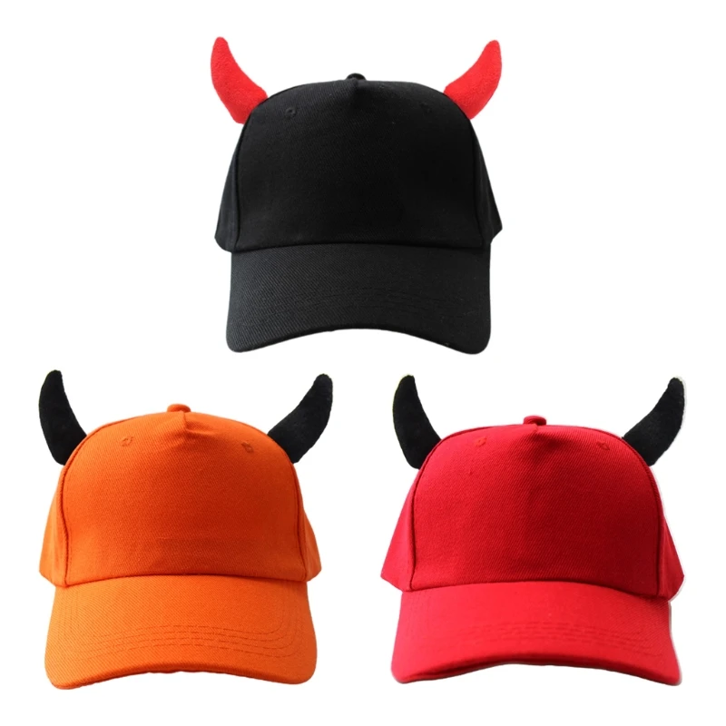 WomenMenNoveltyFunnyDevilOxHornBaseballSolidColorOutdoor