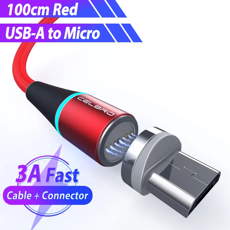 Red For Micro USB 5А Магнитный Usb кабель для зарядки, кабель Micro Usb type C для быстрой зарядки samsung A50 A40 Google Pixel 4 3 XL One Plus 7t 7 Pro - Цвет: Red For Micro USB