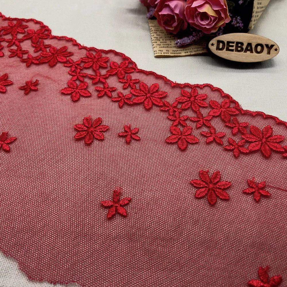 15cm Embroidery Wedding Lace Trim Handmade DIY Materials Red Fabric Garment Sewing Accessories | Дом и сад