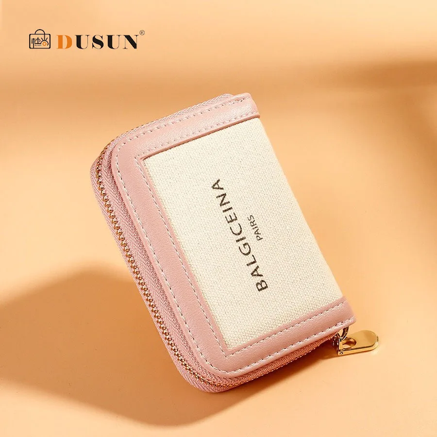 

Simple Splice Ladies Card Bag Purse Personalized Canvas Fabric Multi-card Short Organ Card Bags Trend Design Women's Coin Purse