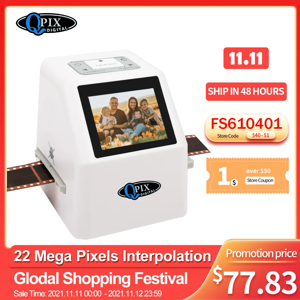 High Resolution 22 MP 35mm Negative Film Scanner 110 135 126KPK Super 8 Slide Film Photo Scanner Digital Film Converter 2.4LCD