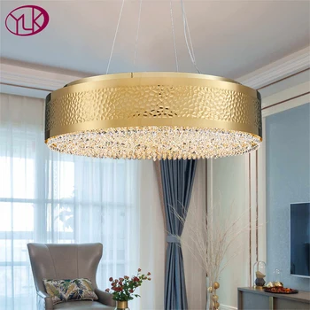 

New modern chandelier light crystal luxury gold indoor lighting fixtures living room home decor hang lamp round bedroom lights