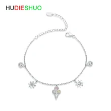 HUDIESHUO стерлингового серебра 925 браслет дамы кубический циркон мороженое браслеты женские ювелирные изделия