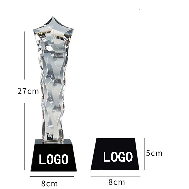 

Custom Made Crystal Trophy Custom Five-pointed Star Creative Thumbs-up Contest Awards for Outstanding Employees