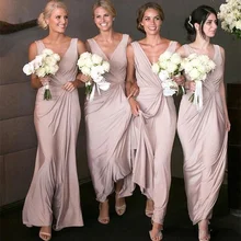 

2020 Generous Blush Pink Mermaid Cheap Long Bridesmaid Dresses V Neck Ruched Mermaid Maid of Honor Wedding Guest DressGowns