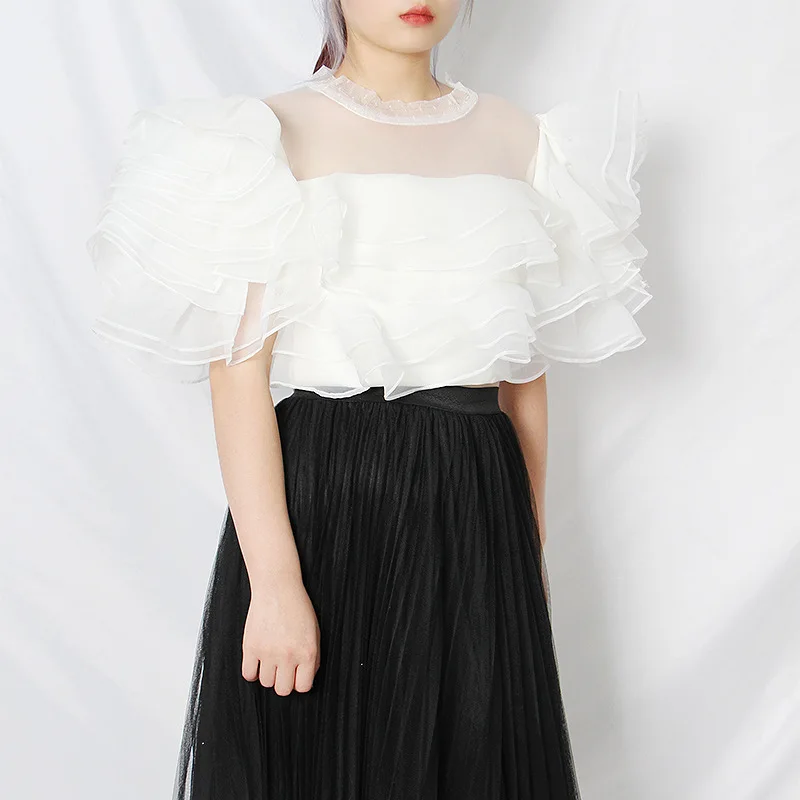 Women Sexy Short Sleeve Ruffles Blouses White Crop Top Shirt SEGGNICE Party Sweet Palace Style Elegant Blouse 2020 | Женская одежда