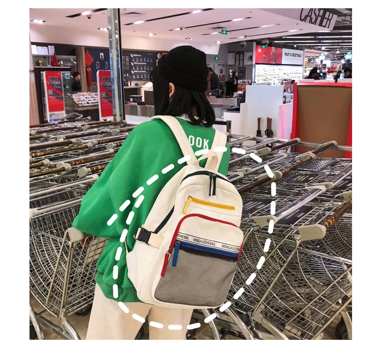 Harajuku панельные сетчатые холщовые рюкзаки женские высококачественные женский рюкзак для путешествий книжные сумки холщовые повседневные подростковые школьный рюкзак для девочек