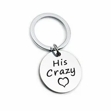 Его Crazy Amazon AliExpress EBay Горячая нержавеющей стали круглый ярлык с надписью титановая сталь брелок