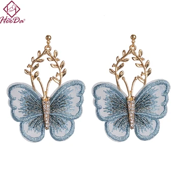 

2020 Spring Summer New Lace Butterfly Stud Earrings Korean Fashion Graceful Women Joker Ear Accessories Elegant Gifts for Girls