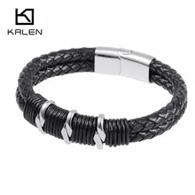 Мужские ювелирные изделия высокого качества, модный серебряный цвет 22 см, нержавеющая сталь, мужской дешевый Плетеный мужской кожаный браслет, аксессуары