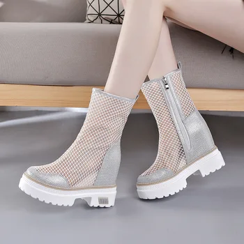 

Women's boots 2020 spring and summer fashion Baotou cool boots thick bottom breathable sexy inner increase women's shoes FS-04