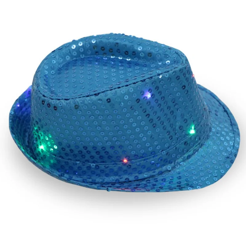 Flashing Light Up Led Brilliant Glitter Sequin Colorful Sequin Fancy Dress Jazz Dance Party Club Party Hat Men Women